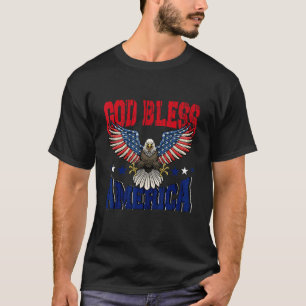 T-shirt God Bless America American US Eagle Drapeau 4 juil
