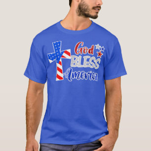 T-shirt God Bless America Christian USA Drapeau Patriotiqu