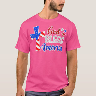 T-shirt God Bless America Christian USA Drapeau Patriotiqu