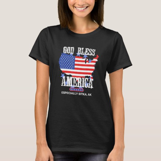 T-shirt God Bless America Especially Sitka AK US State Des (Devant)