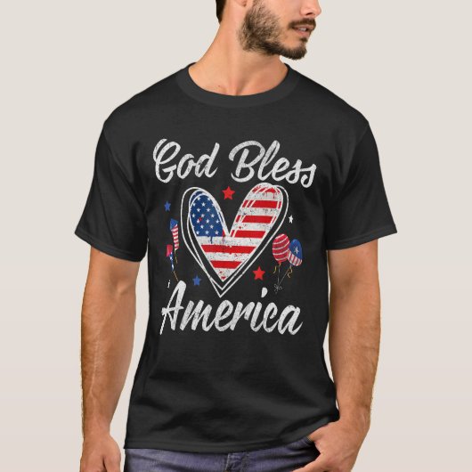 T-shirt God bless America Patriotic Independence Day 4th O (Devant)