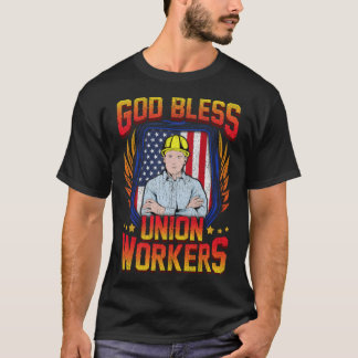 T-shirt God Bless Union Workers Handyman Ironworker pirate