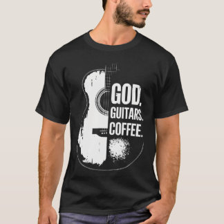 T-shirt God Coffee Guitar Christian Guitarist And Guitar L