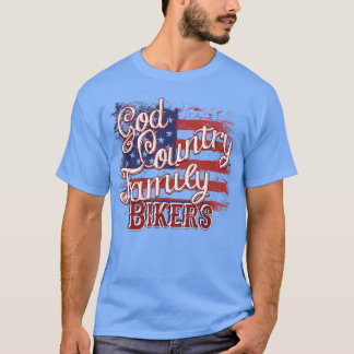 T-shirt God Country Family Bikers Patriotic Motorcycle Rid