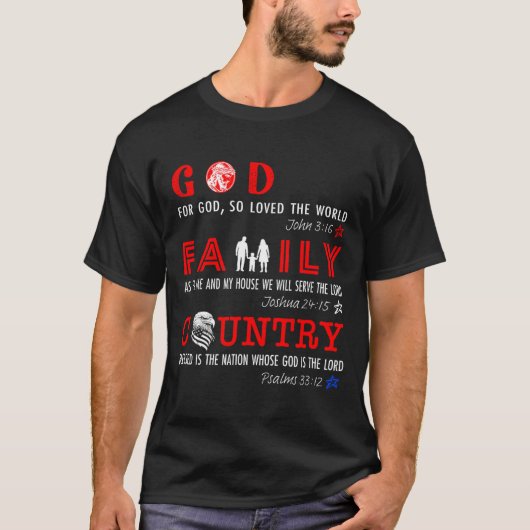 T-shirt God Family Country  (Devant)