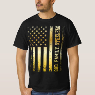 T-shirt God Family Steelers Pro Us Flag Fête des pères de