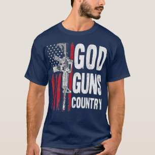 T-shirt God Guns Country AR15 Gun Rights American Flag Pat