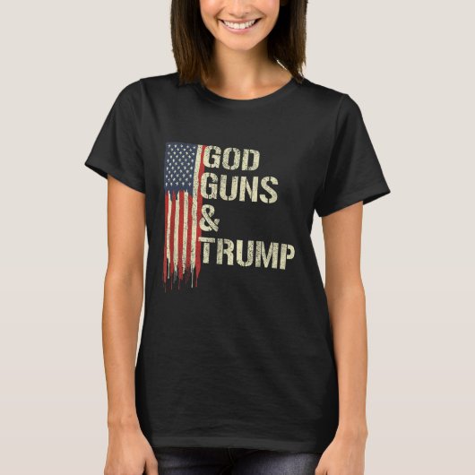 T-shirt God Guns Et Trump I 2e Amendement Trump Drapeau (Devant)