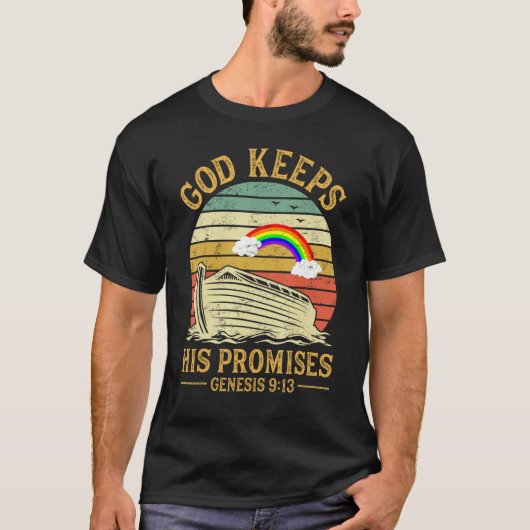 T-shirt God Keeps His Promises Rainbow Noah Ark Jesus Chri (Devant)