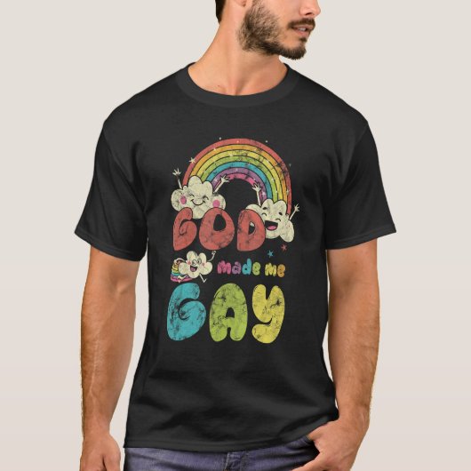 T-shirt God Made Me Gay Rainbow LGBT Support Christian (Devant)