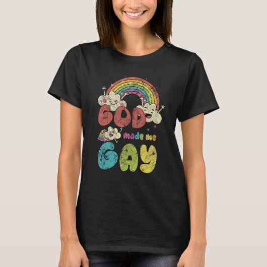 T-shirt God Made Me Gay Rainbow LGBT Support Christian (Devant)