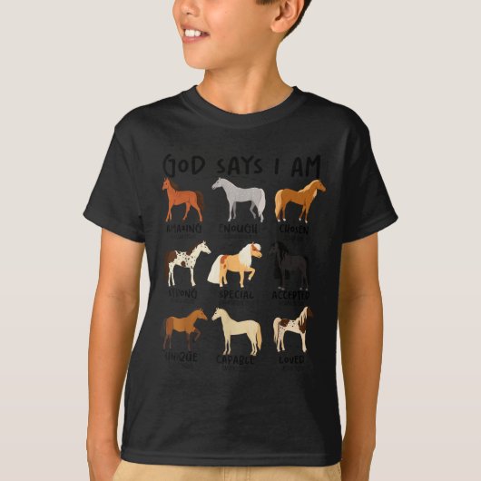 T-shirt God Says I Am Horses Christian Women Girls Kids Bo (Devant)