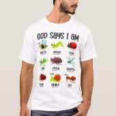 T-shirt God Says I Am Kids Christian Bug Bible Shirt (Devant)