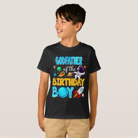 T-shirt Godfather Of The Birthday Boy Space Astronaut 1st  (Devant entier)