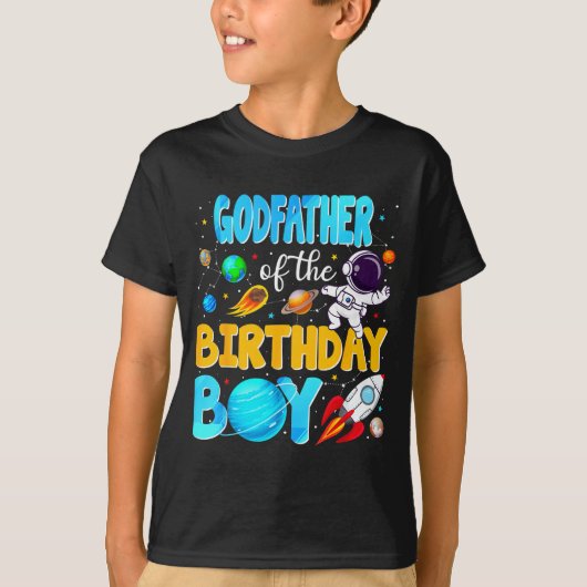 T-shirt Godfather Of The Birthday Boy Space Astronaut 1st  (Devant)