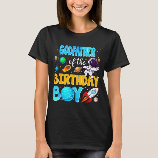 T-shirt Godfather Of The Birthday Boy Space Astronaut 1st (Devant)