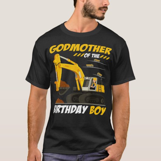 T-shirt Godmère De L'Anniversaire Boy Construction Birthda (Devant)