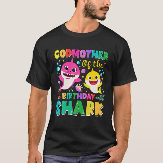 T-shirt Godmère Des Requins D'Anniversaire Godparent Match (Devant)