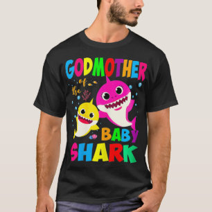 T-shirt Godmère Du Bébé Requin Anniversaire Godmère Sha