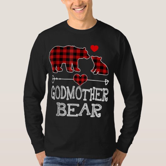 T-shirt Godmère Ours Pajama de Noël Rouge Plaid Buffalo (Devant)