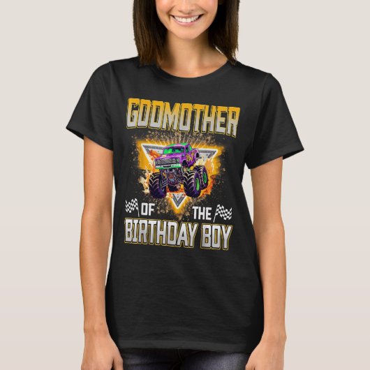 T-shirt Godmother Of The Birthday Boy Monster Truck Birthd (Devant)