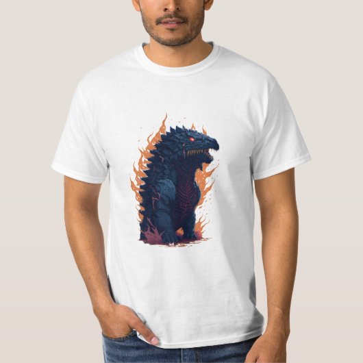 T-shirt Godzilla avec feu godzilla tirer (Devant)