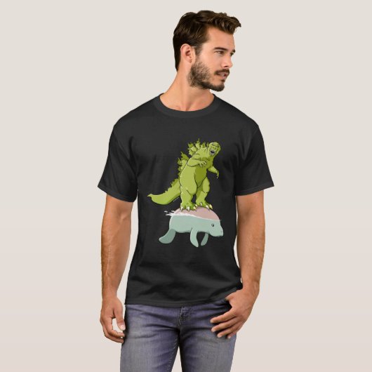 T-shirt Godzilla sur un manatee (Devant entier)