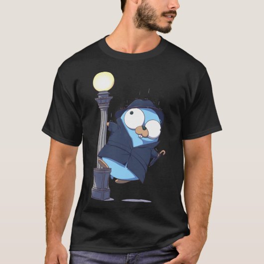 T-shirt Golang Gopher Aller Chanter Dans La Pluie Sans Arr (Devant)