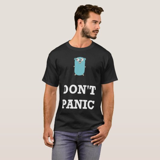 T-shirt Golang Gopher Programming Humor Don't Panic Coding (Devant entier)