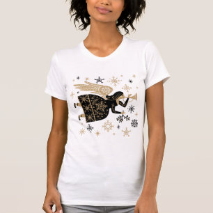 T-shirt Gold Angel Stars Noël Carol Folkart