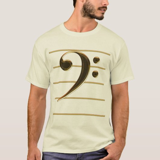 T-shirt Gold Bass Clef Music Note (Devant)