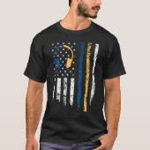 T-shirt Gold Blue Line 911 Police Dispatcher Première répo (Devant)