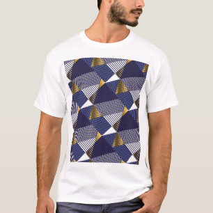 T-shirt Gold Blue Luxe : Motif géométrique sans couture