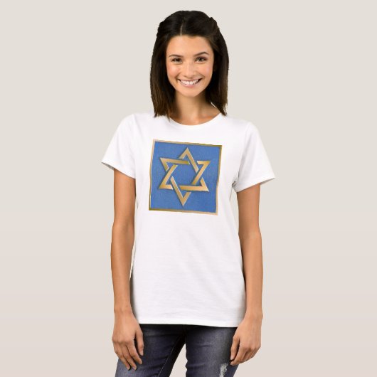 T-shirt Gold Blue Star de David Art Panel (Devant entier)