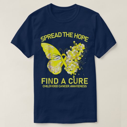 T-shirt Gold Butterfly Spread The Hope Find A Cure Childho (Design devant)