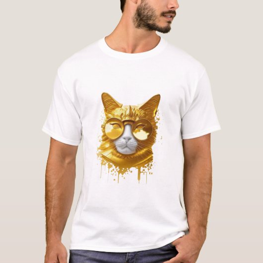 T-shirt GOLD CAT AI Générateur d'art imprimable (Devant)
