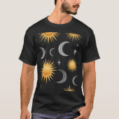 T-shirt Gold Celestial Sun Moon Cluster | Boho Mys (Devant)