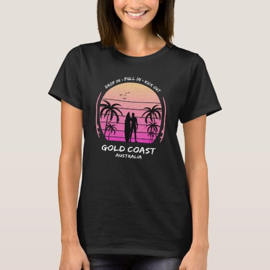 T-shirt Gold Coast Australia Palms Drop Pull Kick Surfing (Devant)
