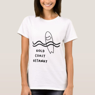 T-shirt "Gold Coast Getaway" Illustration Surfboard avec
