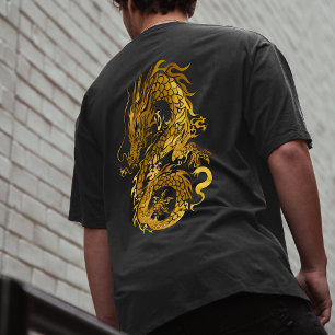 T-shirt Gold Dragon 龍 Zodiac Cadeau Chinois Japonais 漢 字