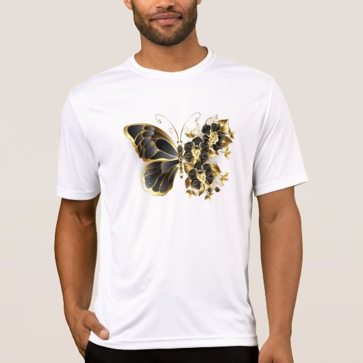 T-shirt Gold flower Butterfly with Black Orchid (Devant)