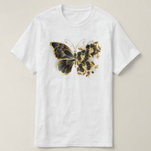T-shirt Gold flower Butterfly with Black Orchid