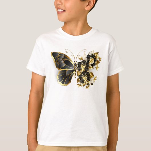 T-shirt Gold flower Butterfly with Black Orchid (Devant)
