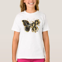 Gold flower Butterfly with Black Orchid