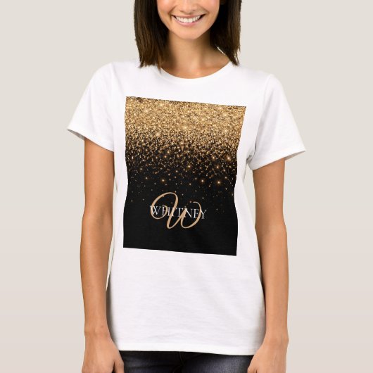T-shirt Gold Glitter Sparkle Elegant Luxury Texture        (Devant)