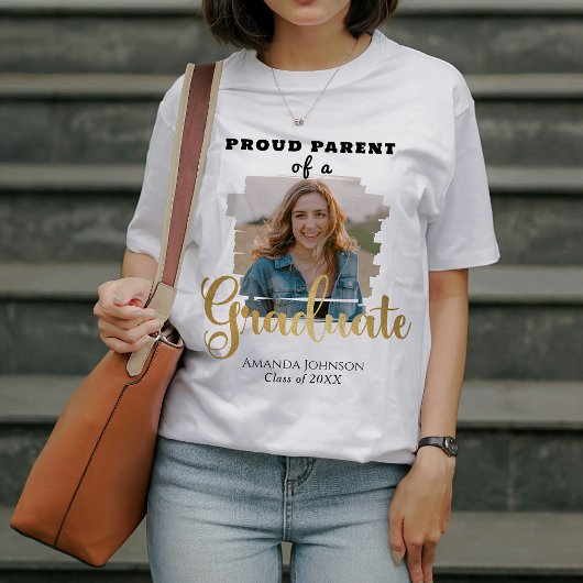 T-shirt Gold Graduate Photo Fier Parent Graduation
