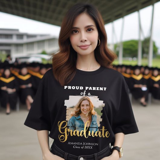 T-shirt Gold Graduate Photo Fier Parent Graduation