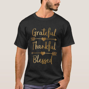 T-shirt Gold Grateful Merci bienheureux Thanksgiving chemi