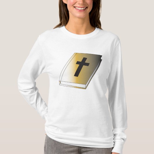 T-shirt Gold Holy Bible with Black Cross Religious (Devant)