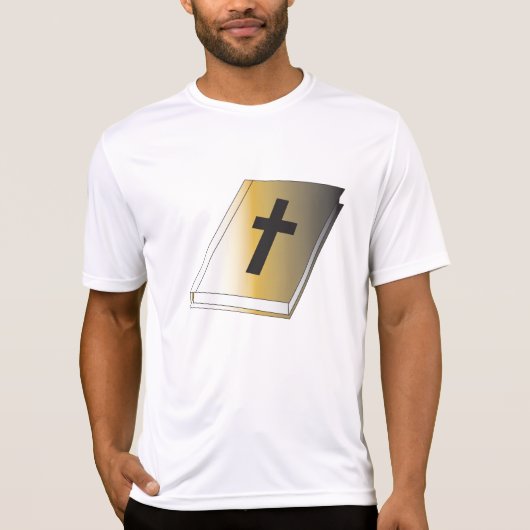 T-shirt Gold Holy Bible with Black Cross Religious (Devant)